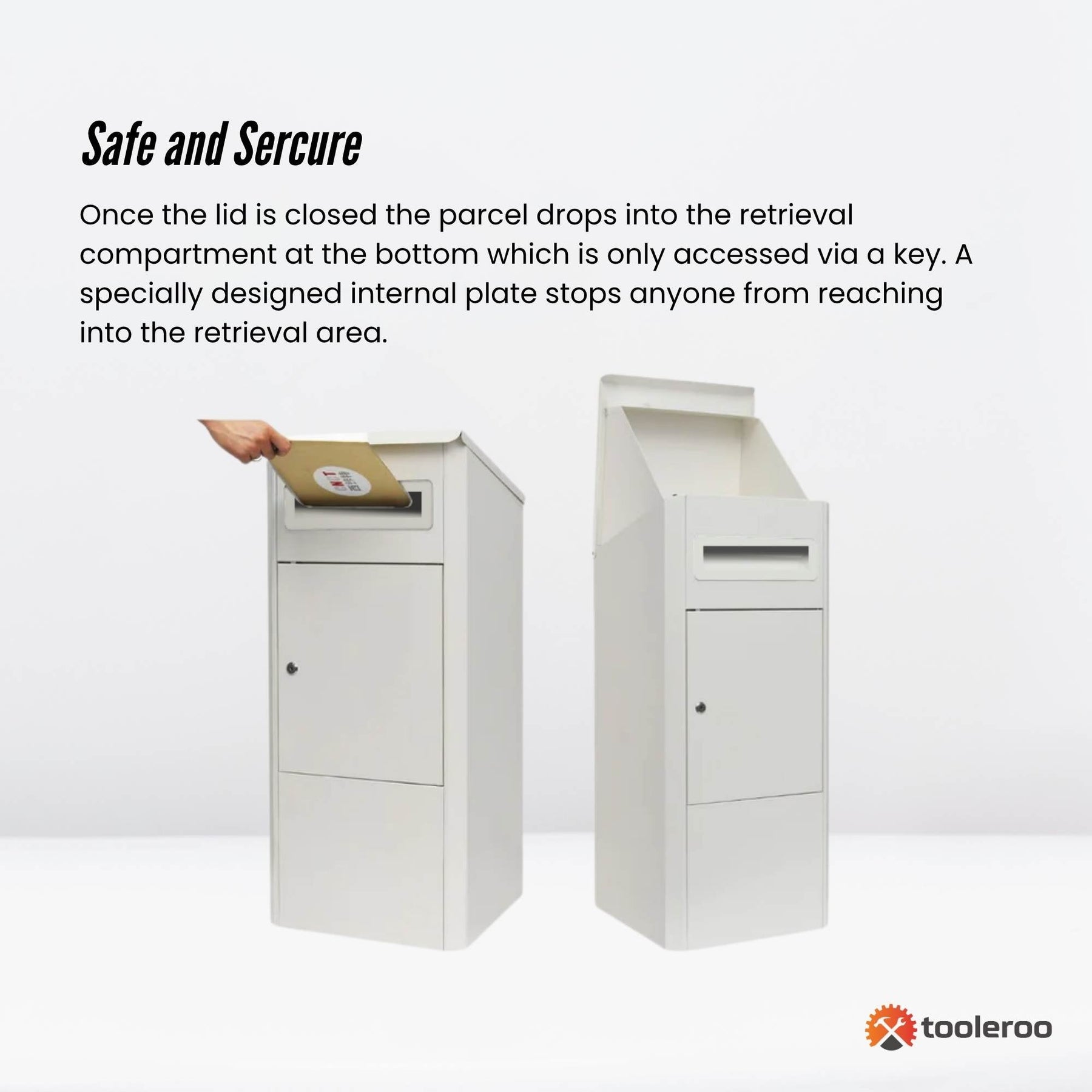 Lockable Parcel Delivery Box - Secure Mailbox 38x38x90cm, Galvanised Steel, Weatherproof - SuperSaverAU - view 5
