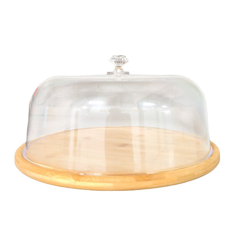 Kitchee Bamboo Cake Stand – 30cm with Acrylic Dome Cover