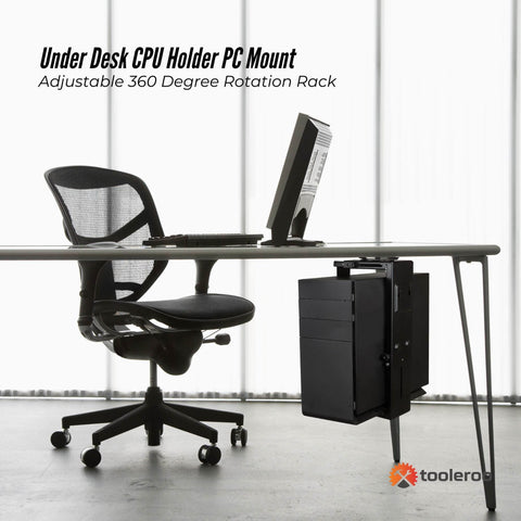Tooleroo Under Desk CPU Holder PC Mount - Adjustable 360 Degree Rotation Rack - SuperSaverAU - view 2