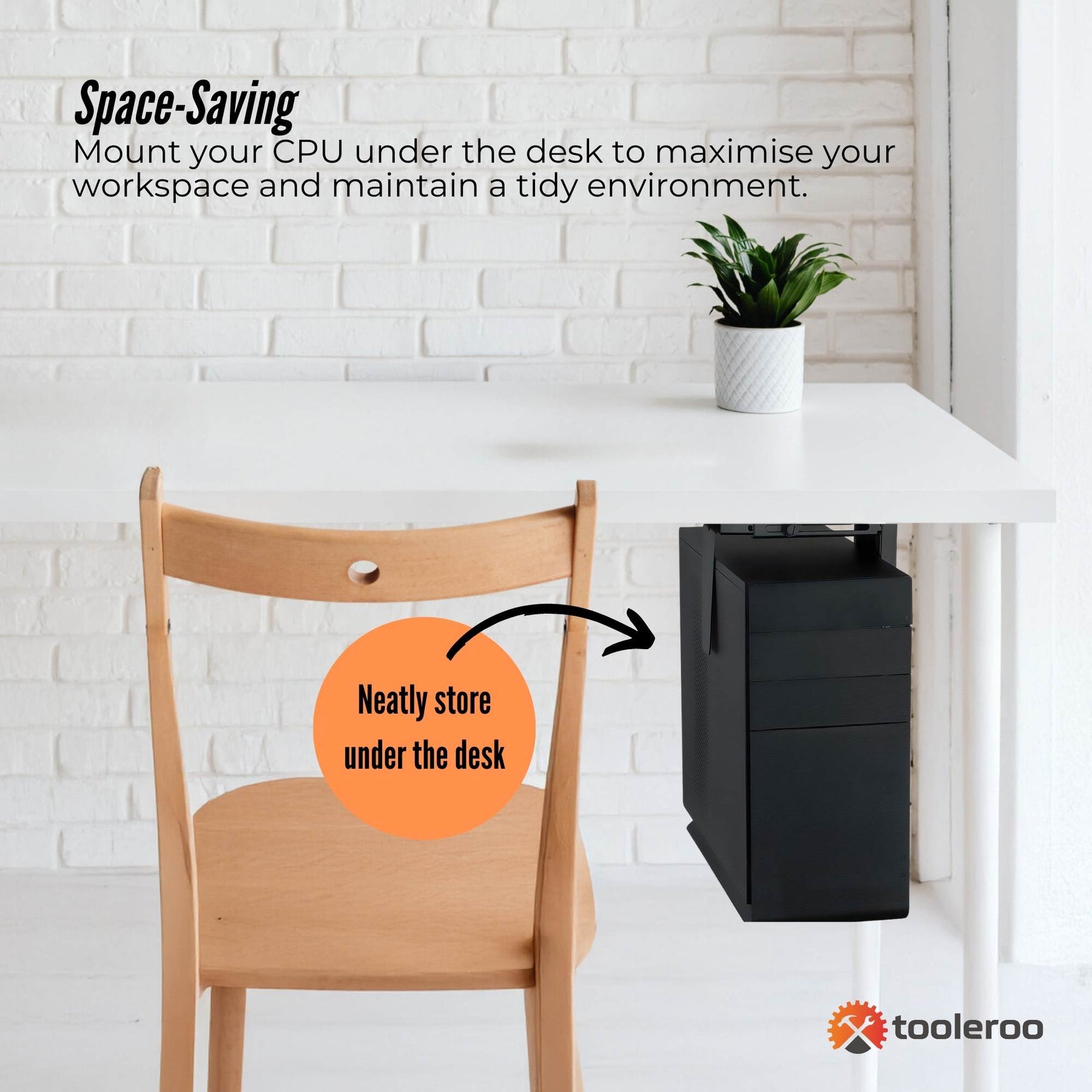 Tooleroo Under Desk CPU Holder PC Mount - Adjustable 360 Degree Rotation Rack - SuperSaverAU - view 3