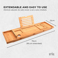 Bamboo Bath Tray Caddy - Adjustable Spa Book & Wine Holder - SuperSaverAU - view 3