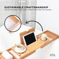 Bamboo Bath Tray Caddy - Adjustable Spa Book & Wine Holder - SuperSaverAU - view 4