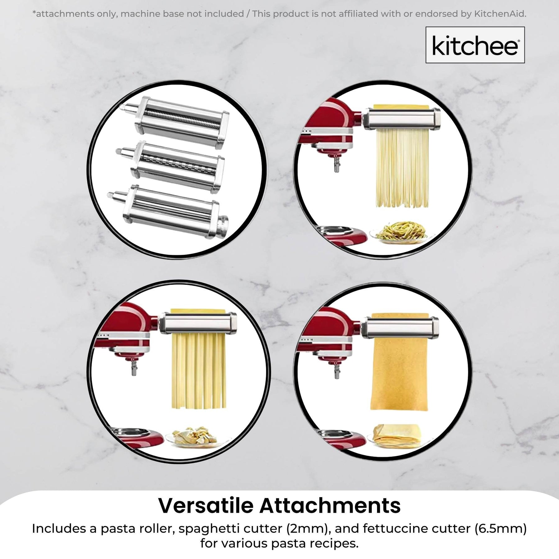 Kitchee Pasta Noodle Maker Roller Cutter Attachments - Compatible with KitchenAid Mixer - SuperSaverAU - view 4