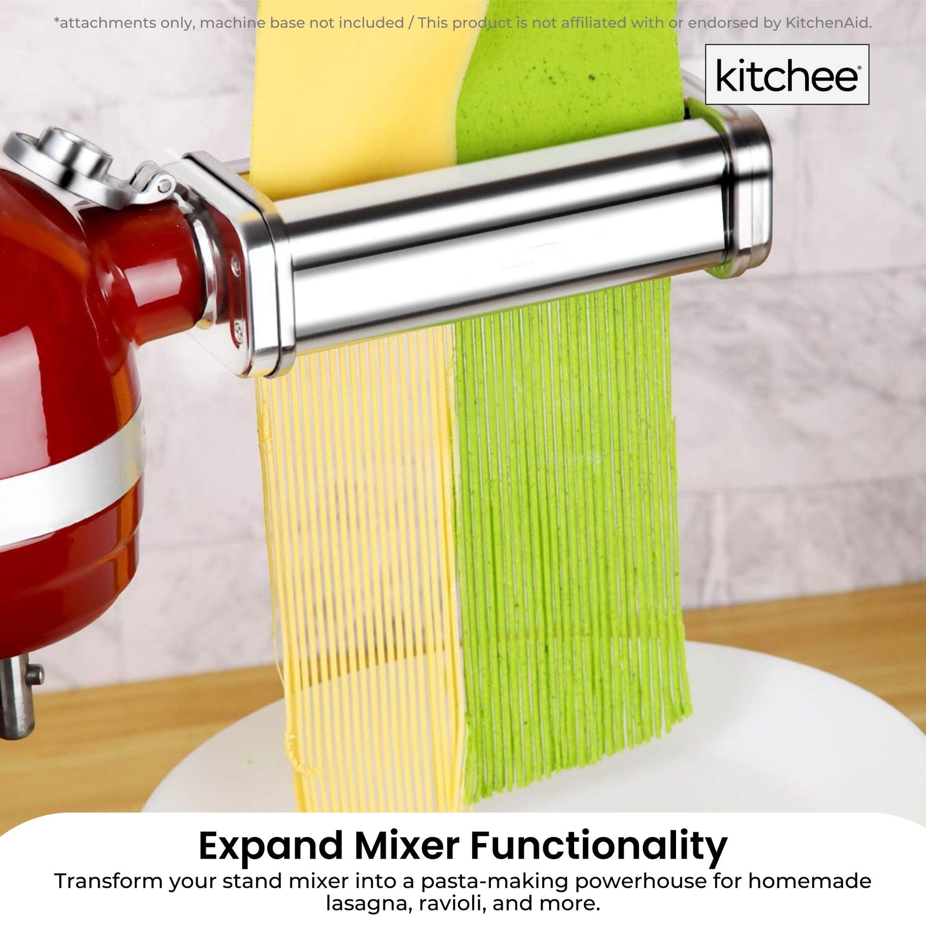 Kitchee Pasta Noodle Maker Roller Cutter Attachments - Compatible with KitchenAid Mixer - SuperSaverAU - view 6