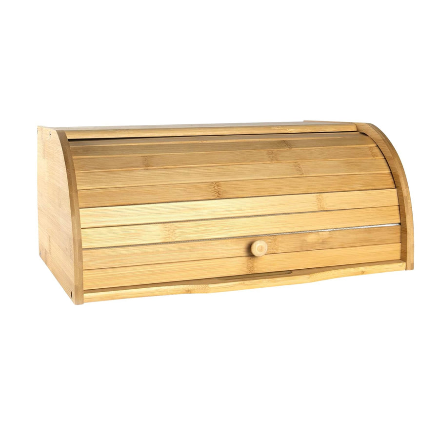 Kitchee Bamboo Bread Box with Roll-Top Door - 40cm