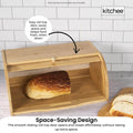 Kitchee Bamboo Bread Box with Roll-Top Door - 40cm