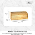 Kitchee Bamboo Bread Box with Roll-Top Door - 40cm