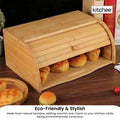 Kitchee Bamboo Bread Box with Roll-Top Door - 40cm