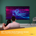 120” Portable Movie Projector Screen - Outdoor Indoor 16:9 4K Tripod Stand Case - SuperSaverAU - view 2