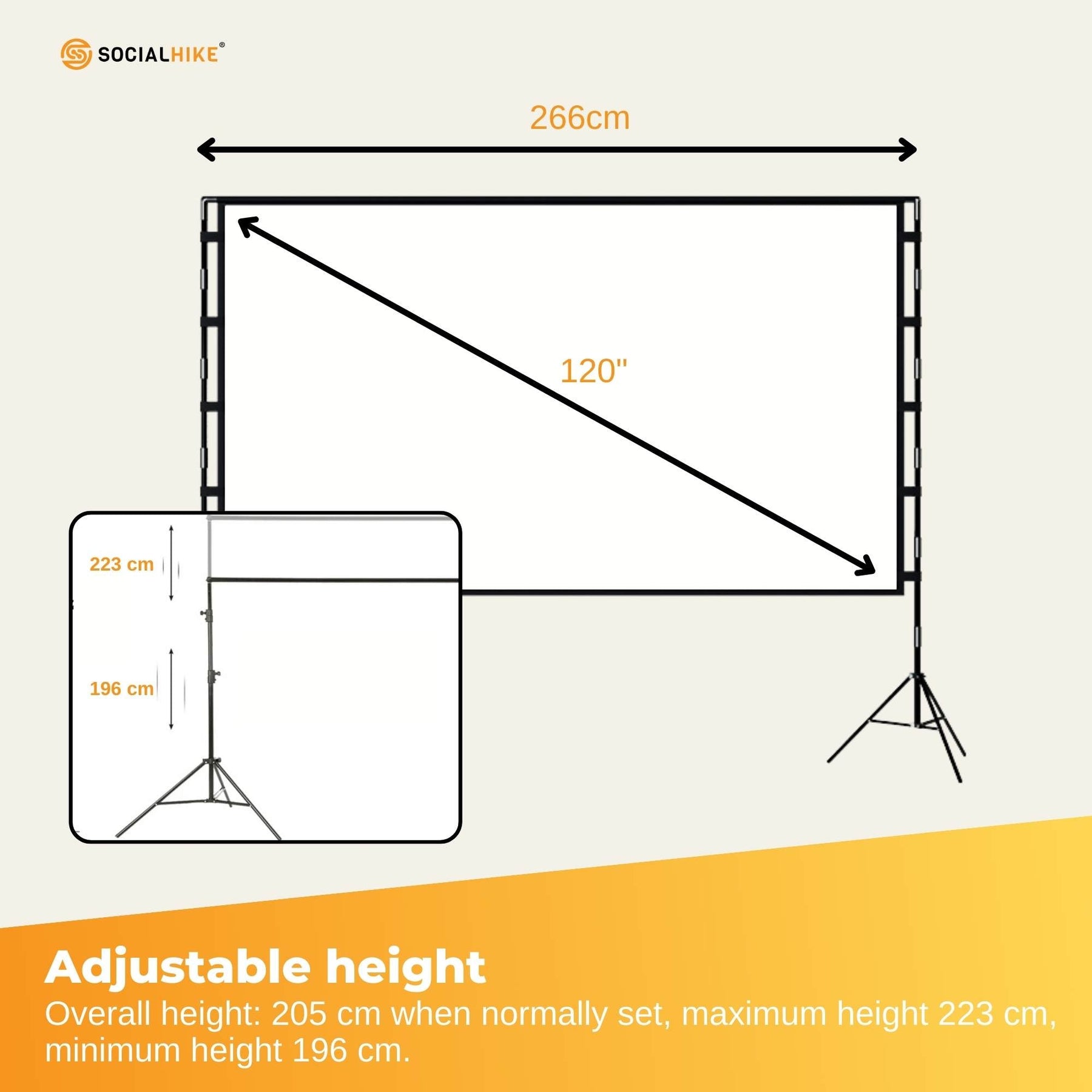 120” Portable Movie Projector Screen - Outdoor Indoor 16:9 4K Tripod Stand Case - SuperSaverAU - view 5