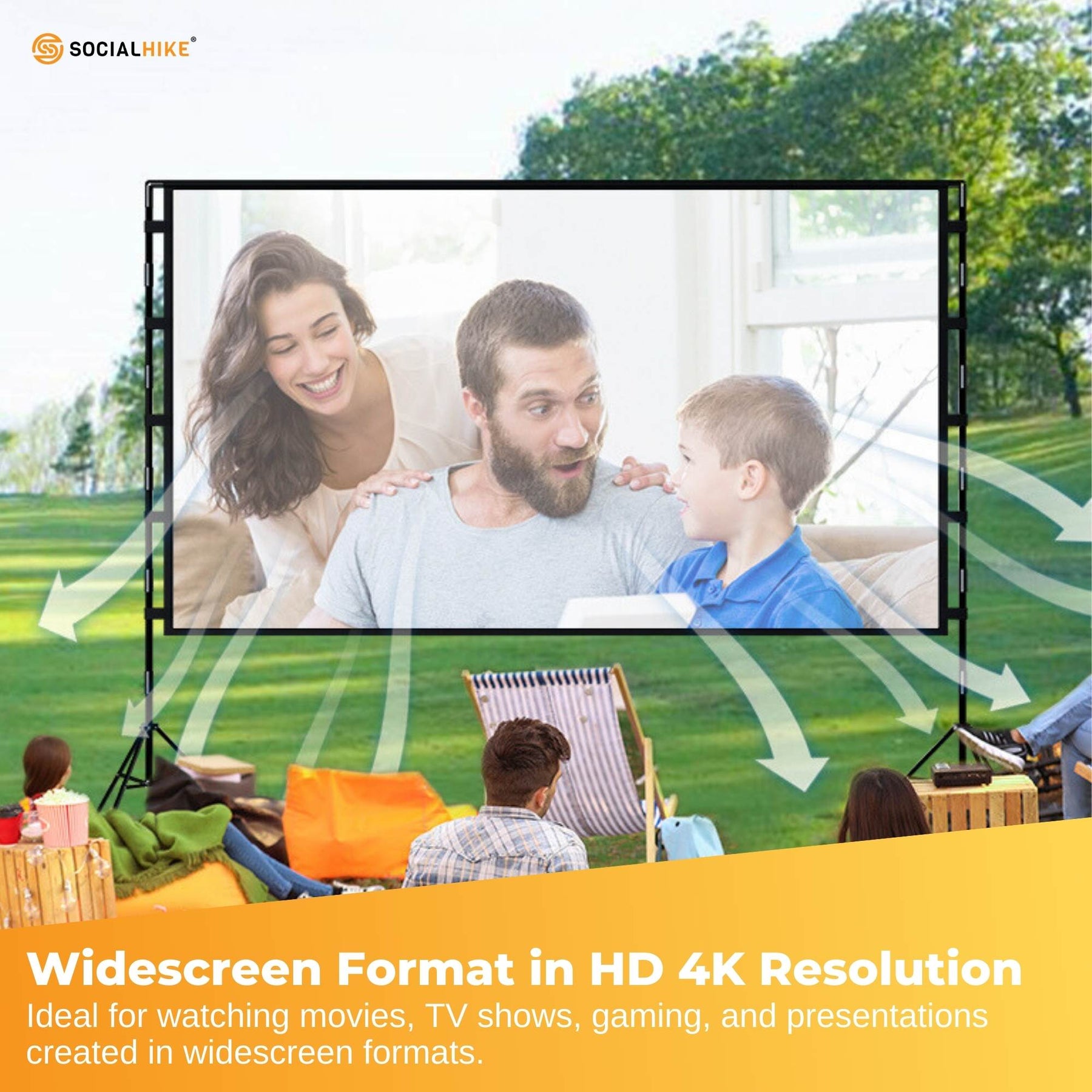 120” Portable Movie Projector Screen - Outdoor Indoor 16:9 4K Tripod Stand Case - SuperSaverAU - view 7