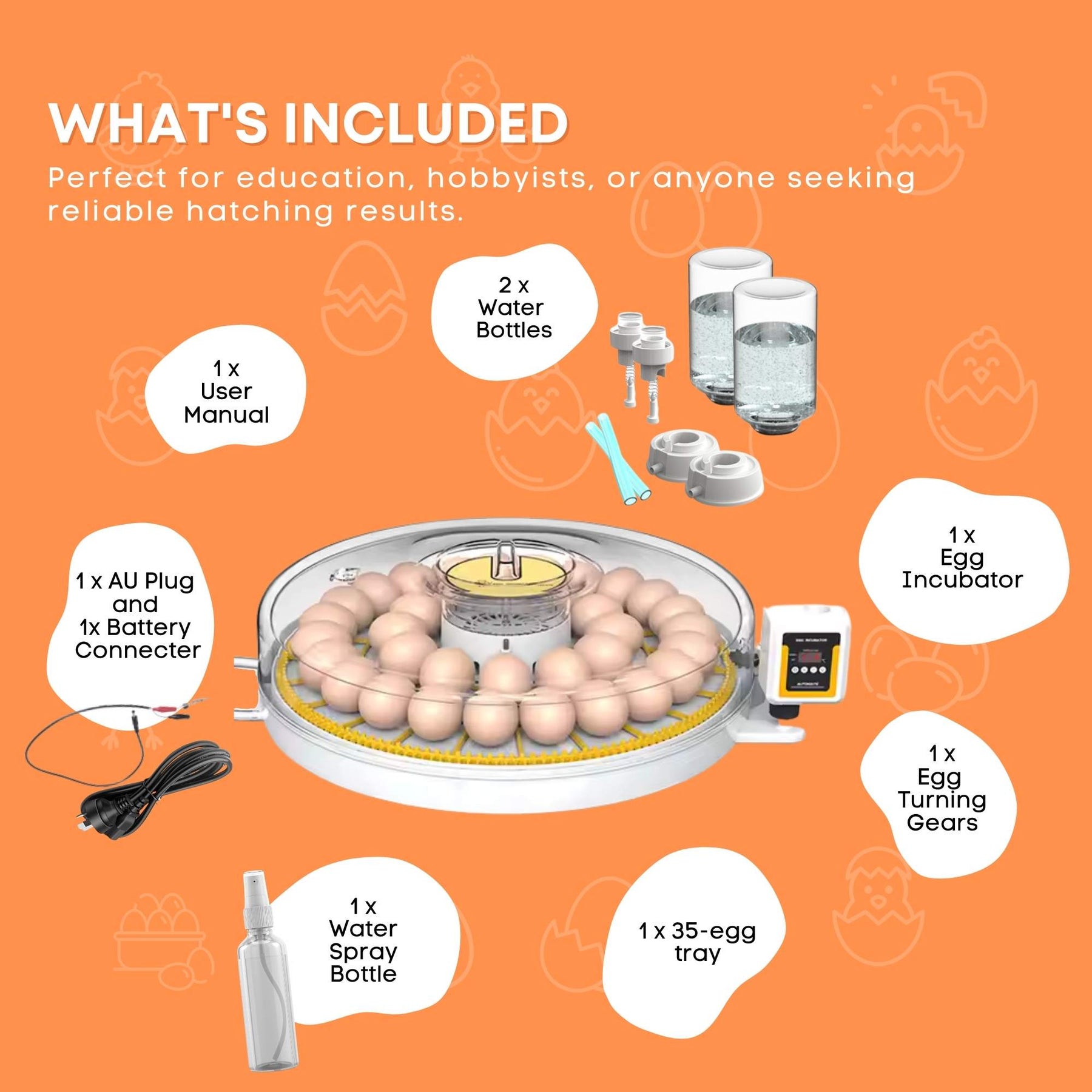 Digital Automatic Egg Incubator - 35 Egg Capacity, Dual Power, Auto Turning & Water Supply - SuperSaverAU - view 7