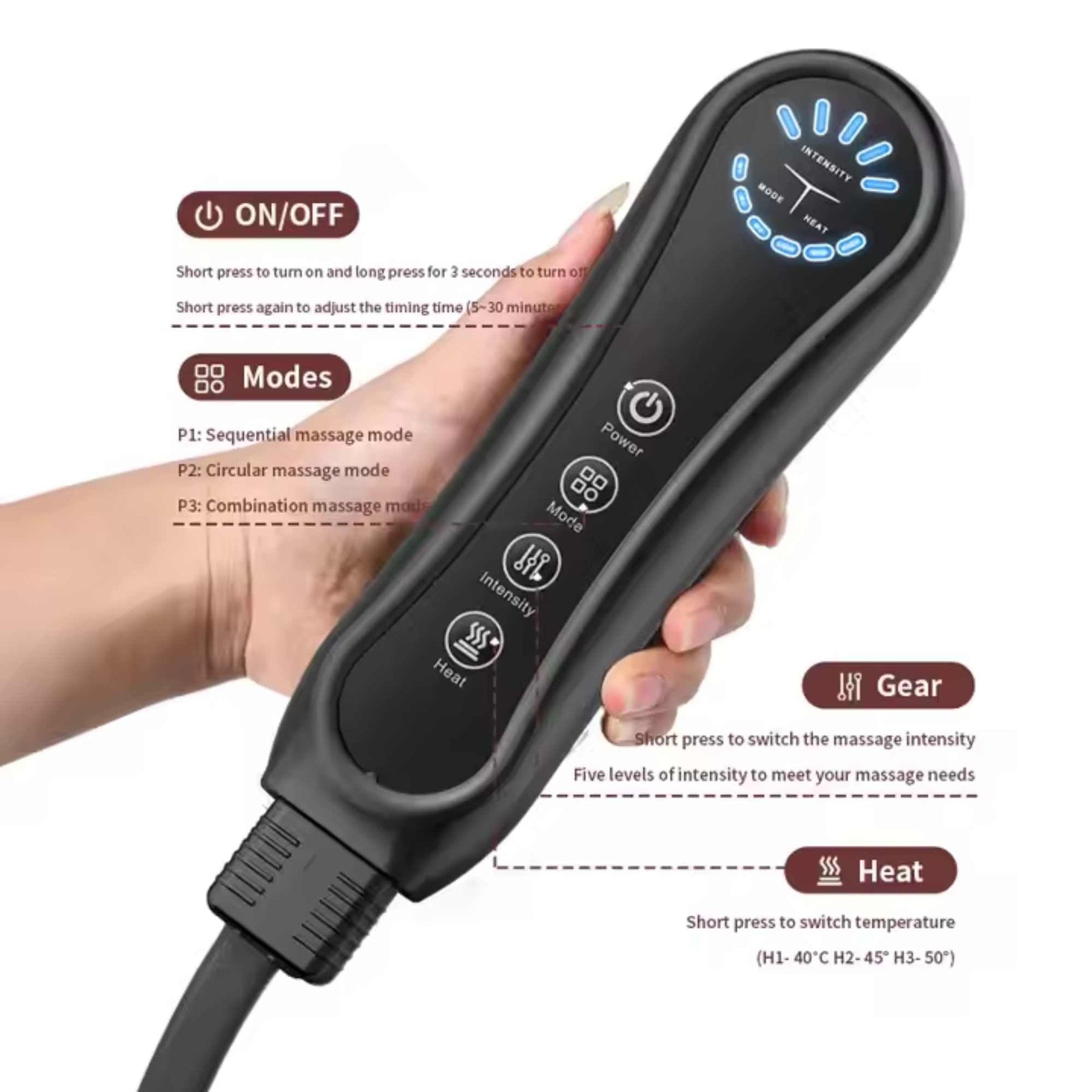Orku Air Compression Leg and Foot Massager with Heat – 12 Airbags, 5 Levels, Portable - SuperSaverAU - view 4