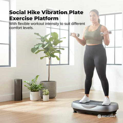 Social Hike KW566 Vibration Plate Machine 200W with 99 Speeds & Bands - Grey