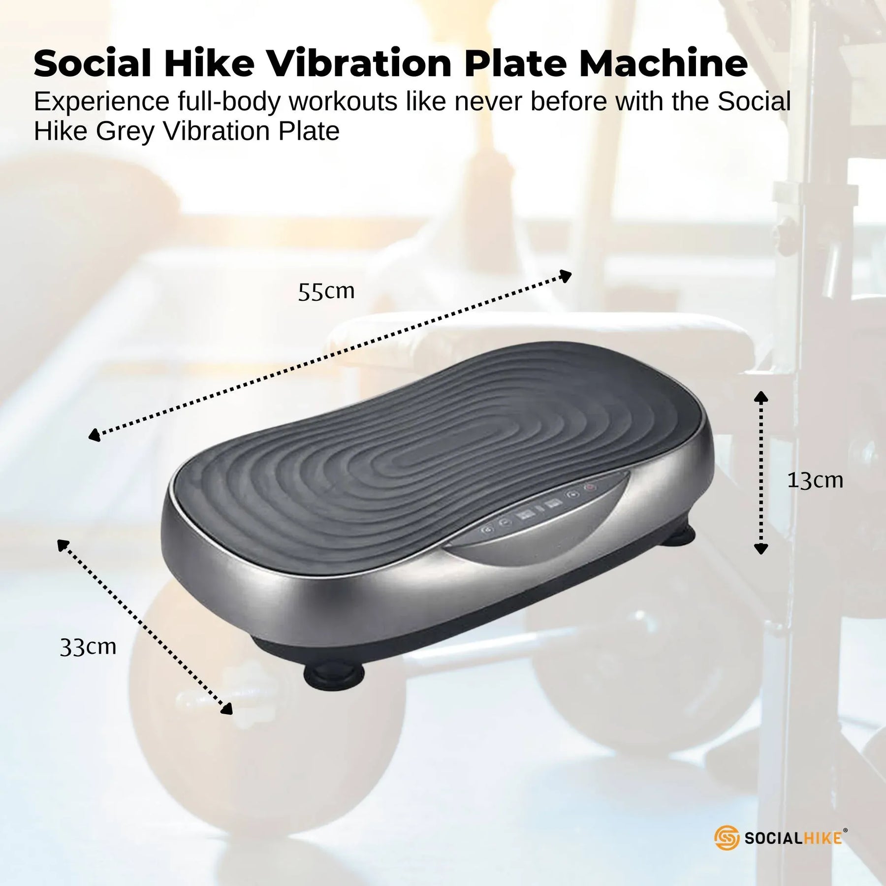 Social Hike KW566 Vibration Plate Machine 200W with 99 Speeds & Bands - Grey