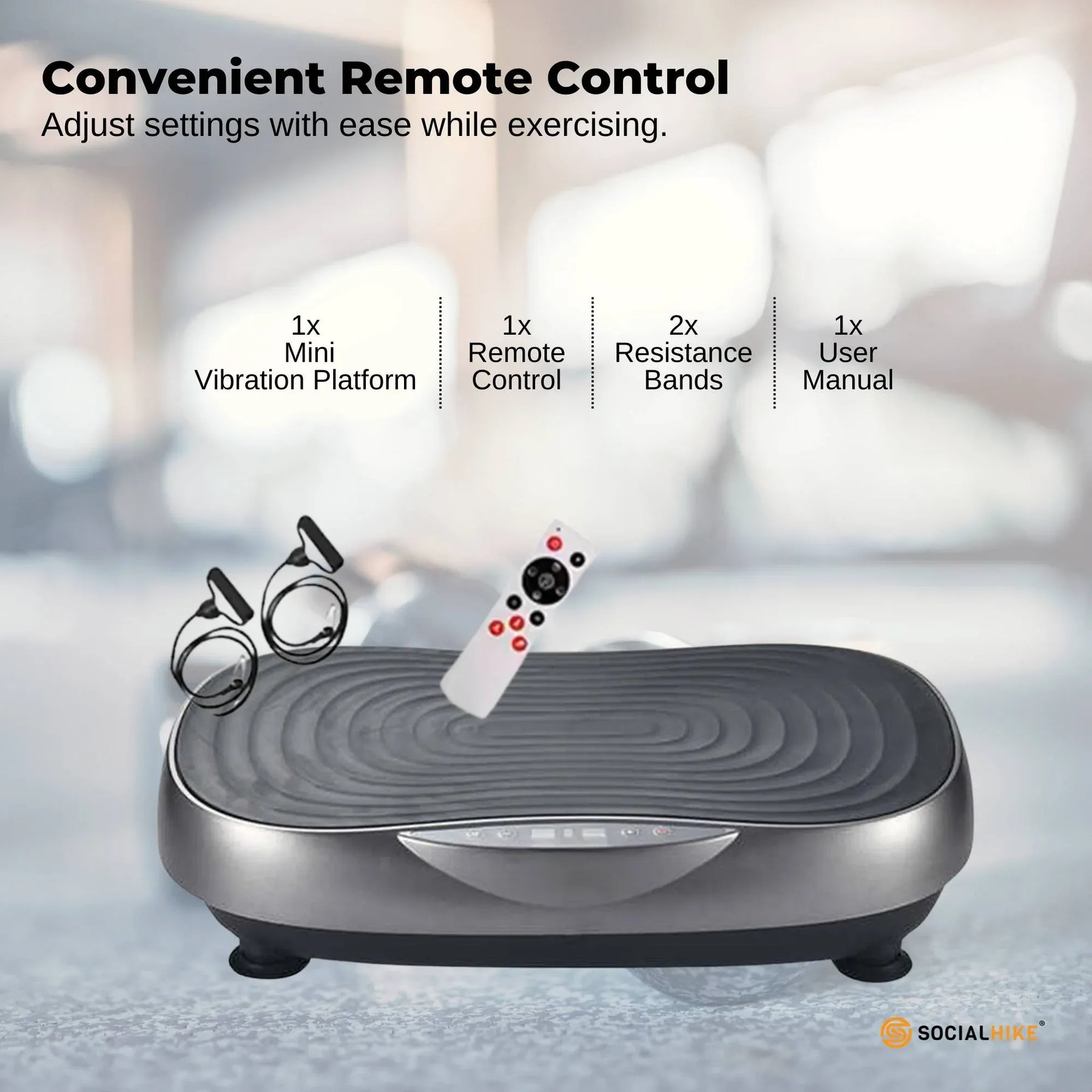 Social Hike KW566 Vibration Plate Machine 200W with 99 Speeds & Bands - Grey