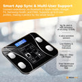 Premium Bluetooth Smart Body Fat Scale with App & USB Charging - Black