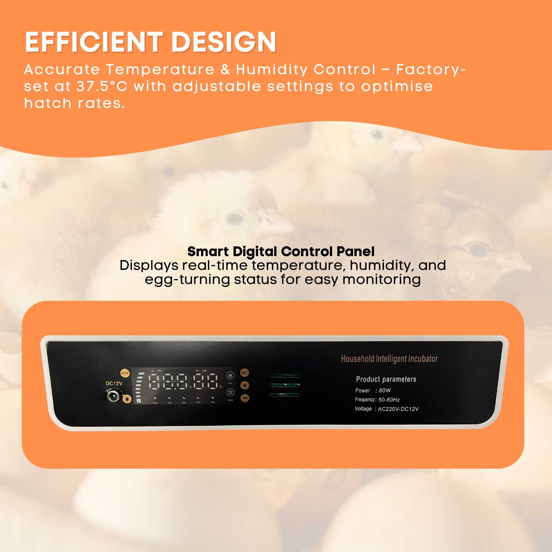 Premium Automatic 48 Egg Incubator with Digital Turning