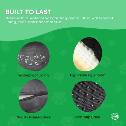 Orthopaedic Dog Bed XL Grey - Memory Foam, Waterproof, Removable Cover, 95 x 70 cm