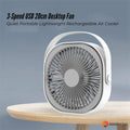 3-Speed USB 20cm Desktop Fan – Quiet Portable Lightweight Rechargeable Cooler - SuperSaverAU - view 2