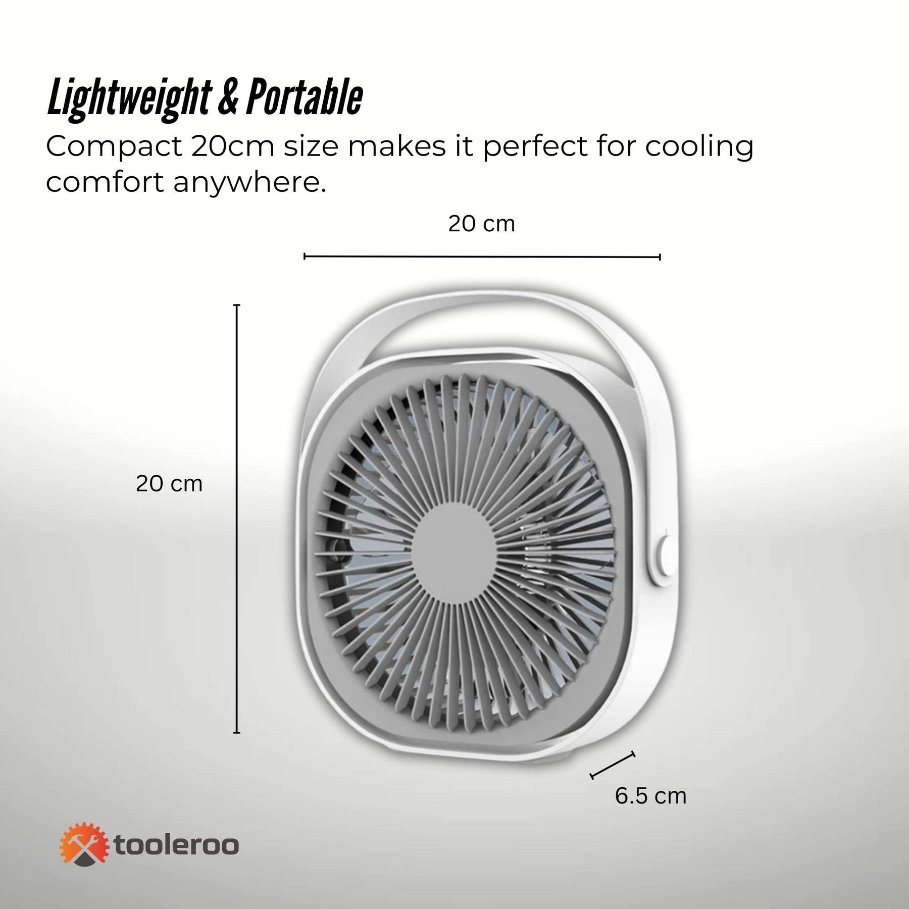 3-Speed USB 20cm Desktop Fan – Quiet Portable Lightweight Rechargeable Cooler - SuperSaverAU - view 6