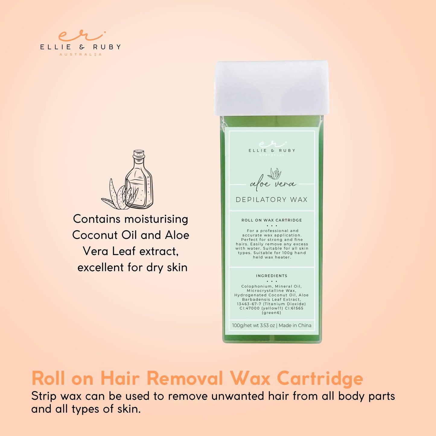 Ellie & Ruby Digital Wax Warmer with Aloe Vera Cartridge - 100ml