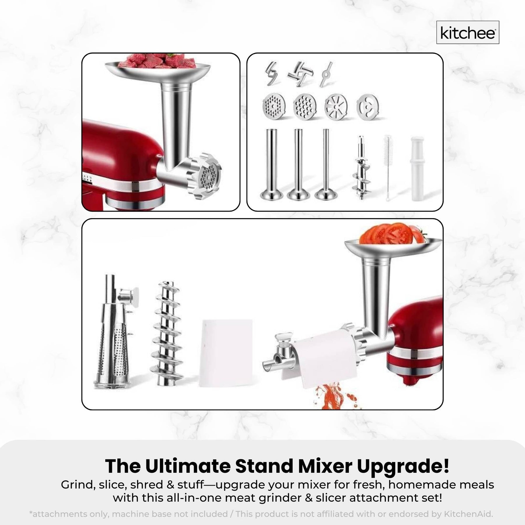 Kitchee Meat Food Grinder Sausage Attachment - Compatible with KitchenAid Mixers - SuperSaverAU - view 3