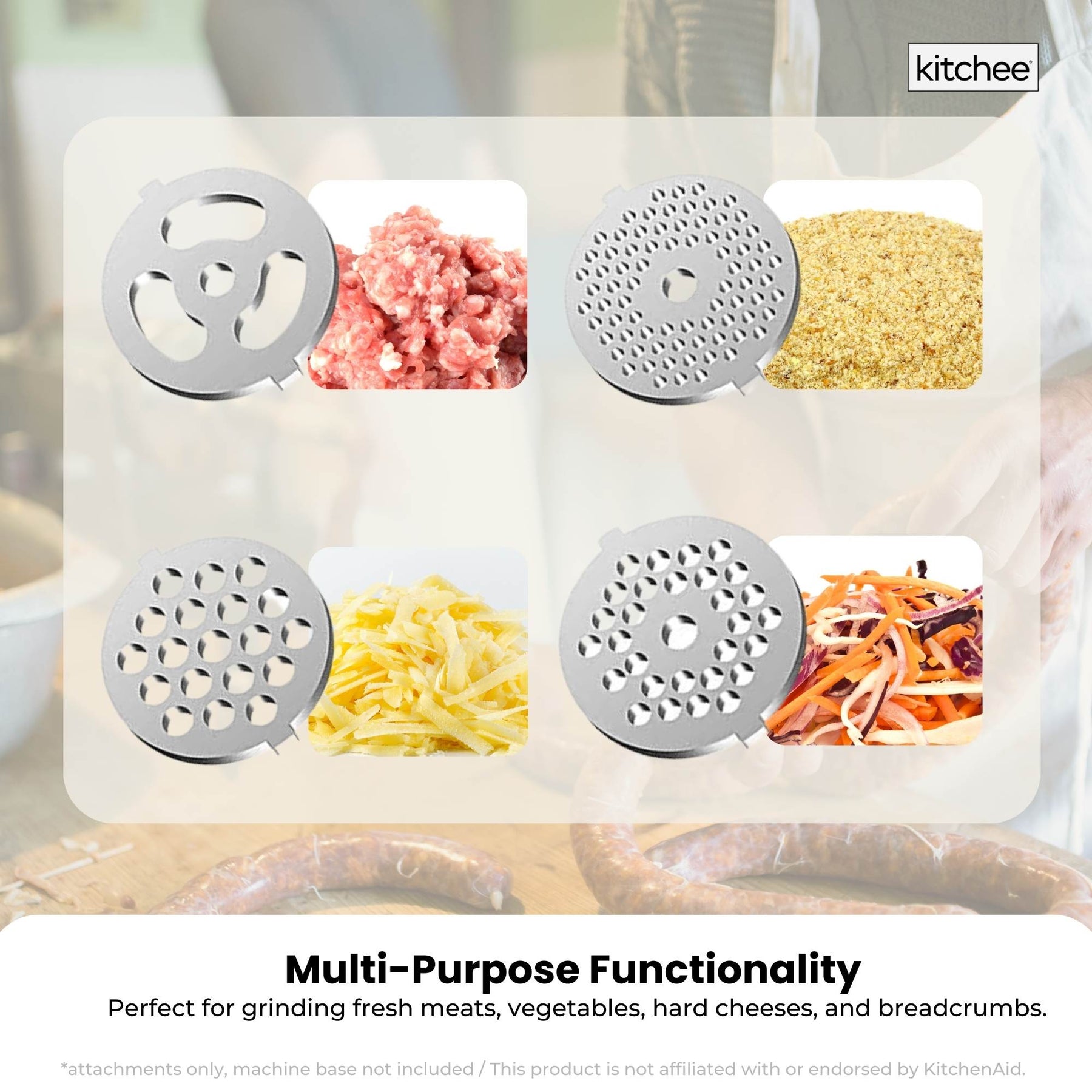 Kitchee Meat Food Grinder Sausage Attachment - Compatible with KitchenAid Mixers - SuperSaverAU - view 4