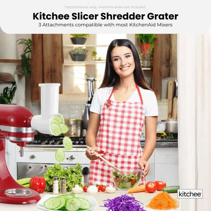 Kitchee Slicer Shredder Grater 3 Attachments - Compatible with KitchenAid Mixer