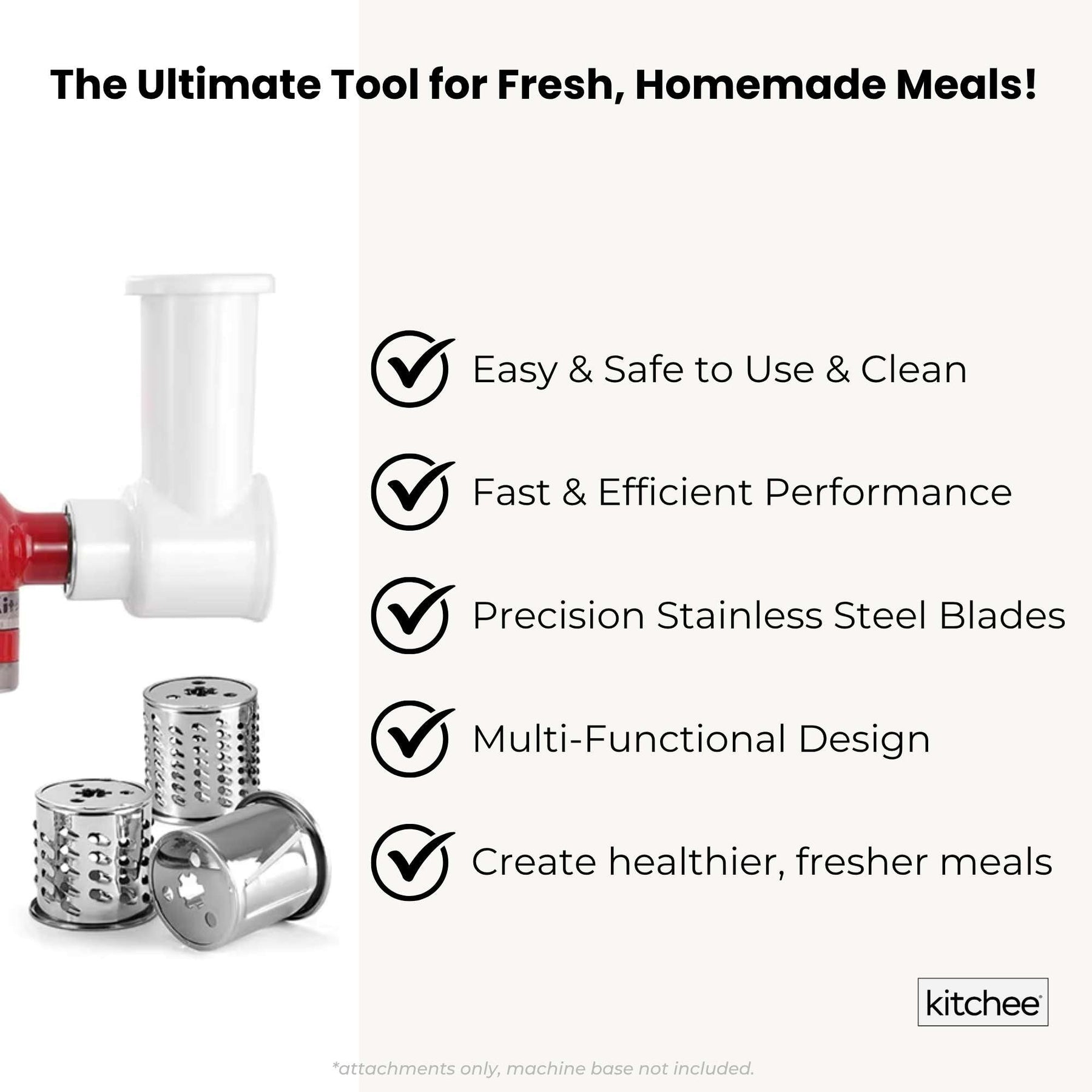 Kitchee Slicer Shredder Grater 3 Attachments - Compatible with KitchenAid Mixer - SuperSaverAU - view 7