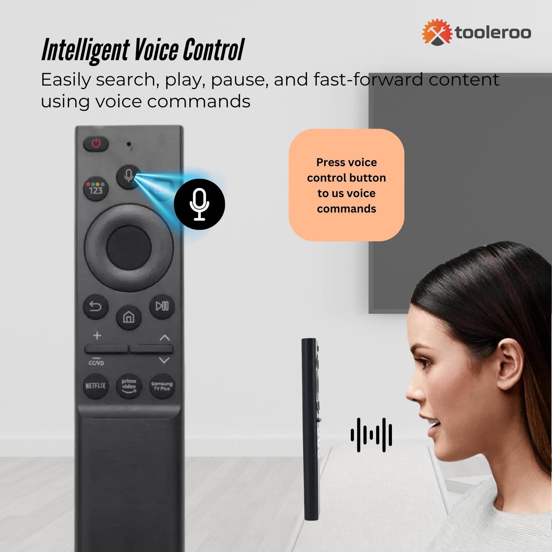 Tooleroo Smart TV Remote Control - Replacement For Samsung Voice BN59-01357F - SuperSaverAU - view 3