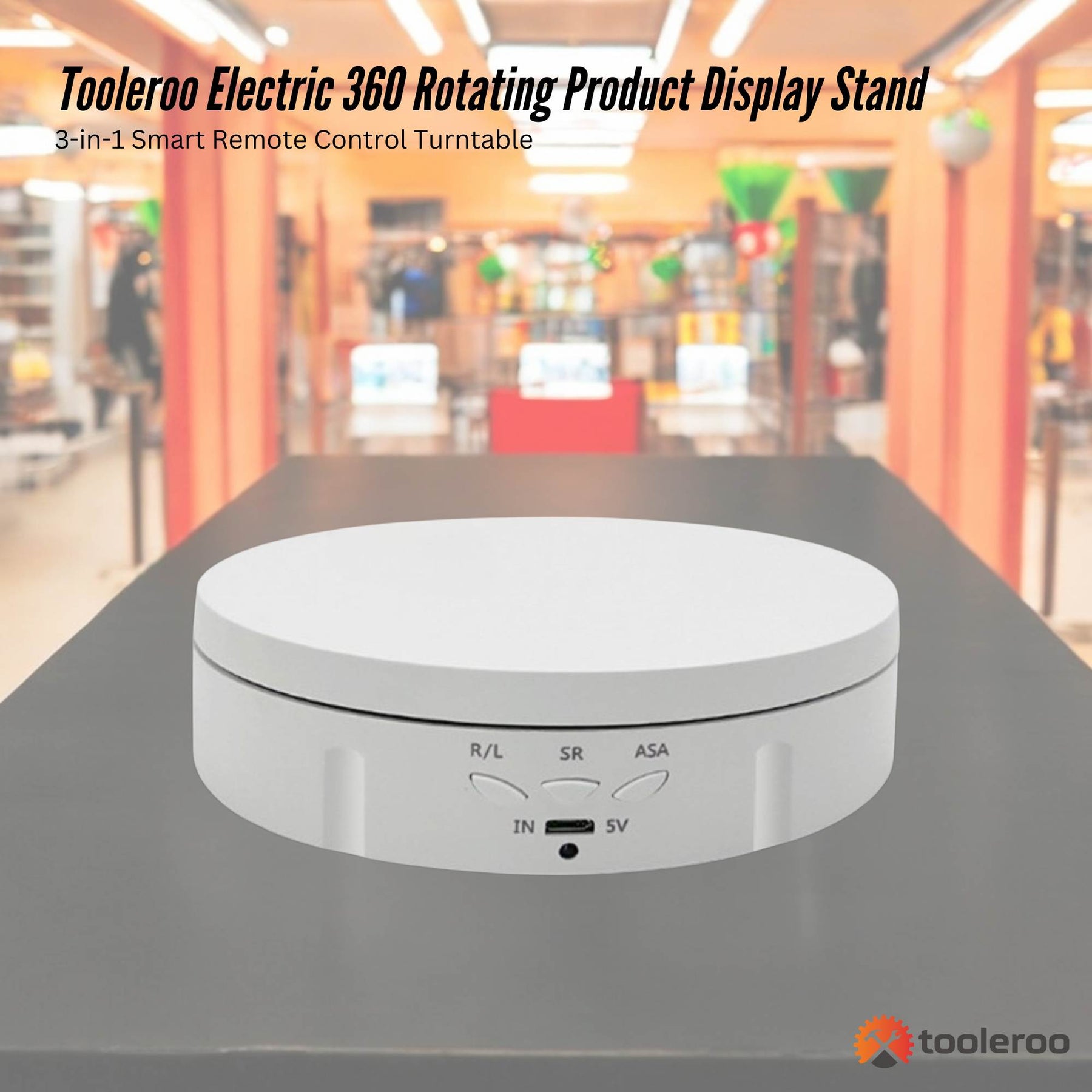 Tooleroo Electric 360 Rotating Product Display Stand White for Merchandise Video - SuperSaverAU - view 2