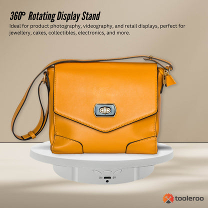 Tooleroo Electric 360 Rotating Product Display Stand White for Merchandise Video