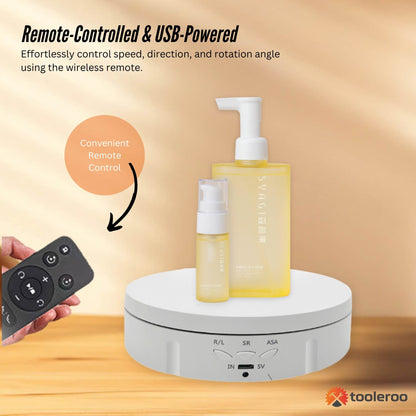 Tooleroo Electric 360 Rotating Product Display Stand White for Merchandise Video