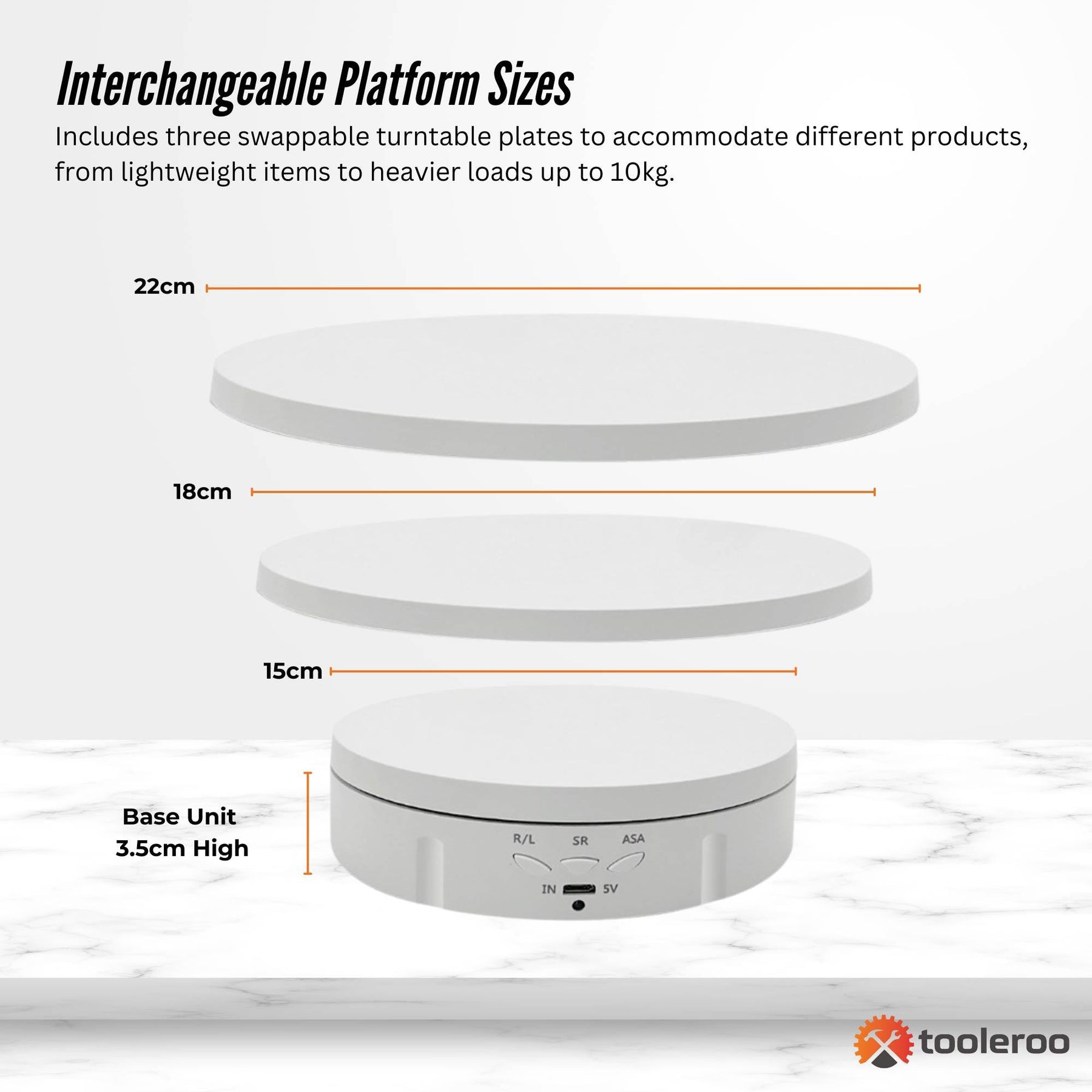 Tooleroo Electric 360 Rotating Product Display Stand White for Merchandise Video - SuperSaverAU - view 6