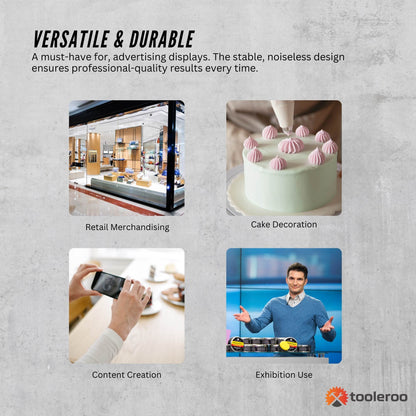 Tooleroo Electric 360 Rotating Product Display Stand White for Merchandise Video