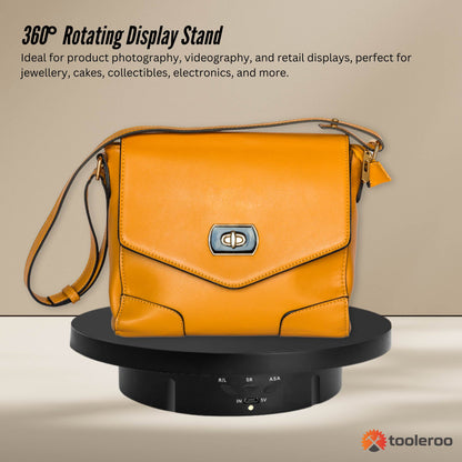 Tooleroo Electric 360 Rotating Product Display Stand Black for Merchandise Video