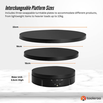 Tooleroo Electric 360 Rotating Product Display Stand Black for Merchandise Video