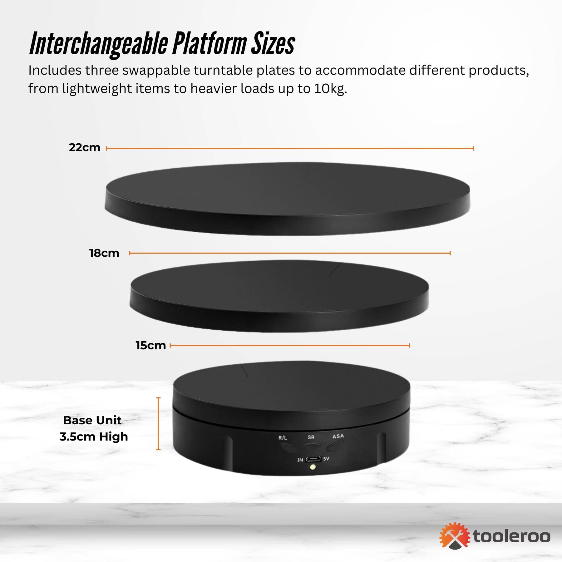 Tooleroo Electric 360 Rotating Product Display Stand Black for Merchandise Video - SuperSaverAU - view 6