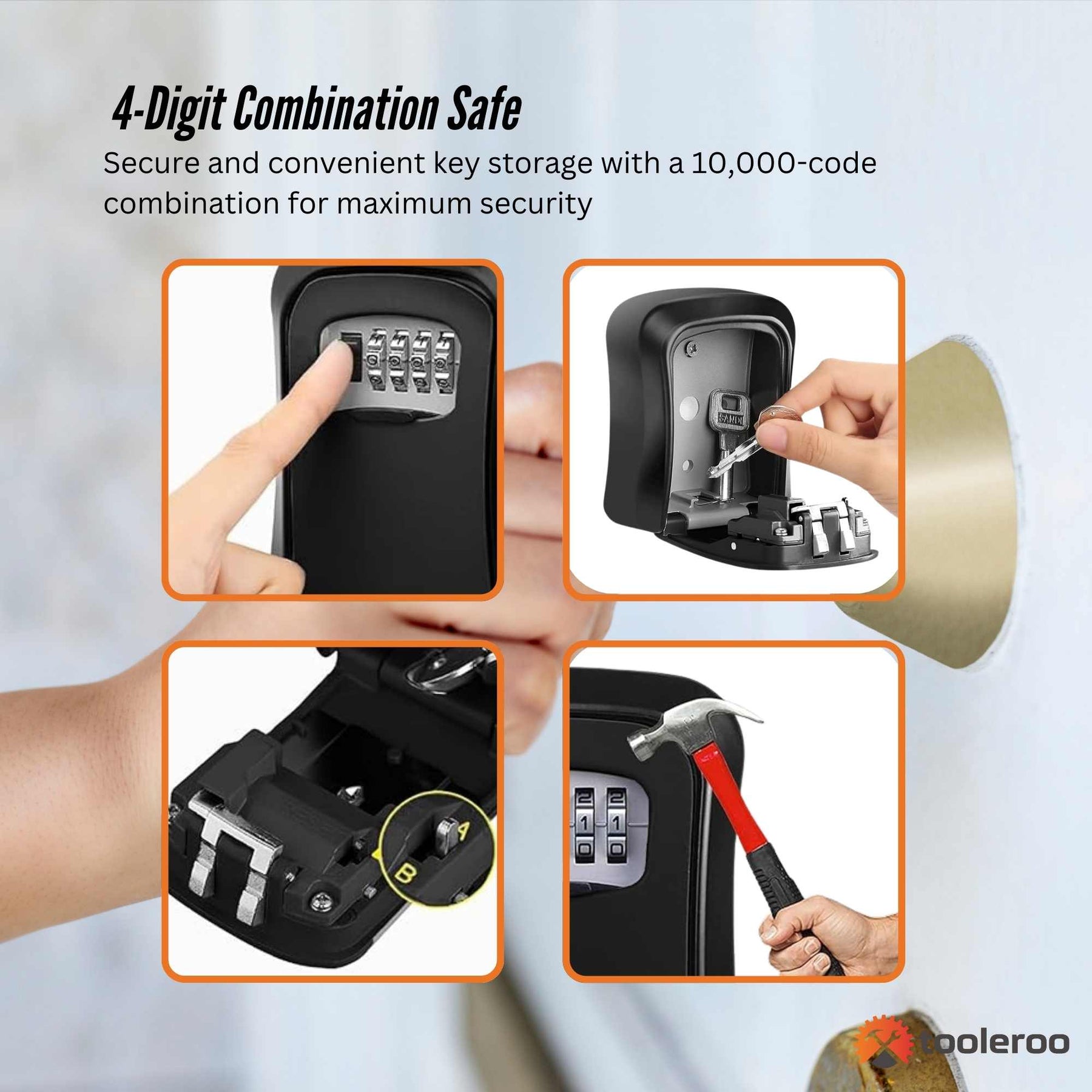 Tooleroo Wall Mount Key Lock Box – 4-Digit Safe Weatherproof Secure Storage - SuperSaverAU - view 4