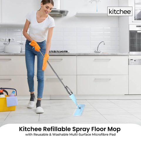 Kitchee Refillable Spray Floor Mop with Washable Microfibre Pad - 380ml