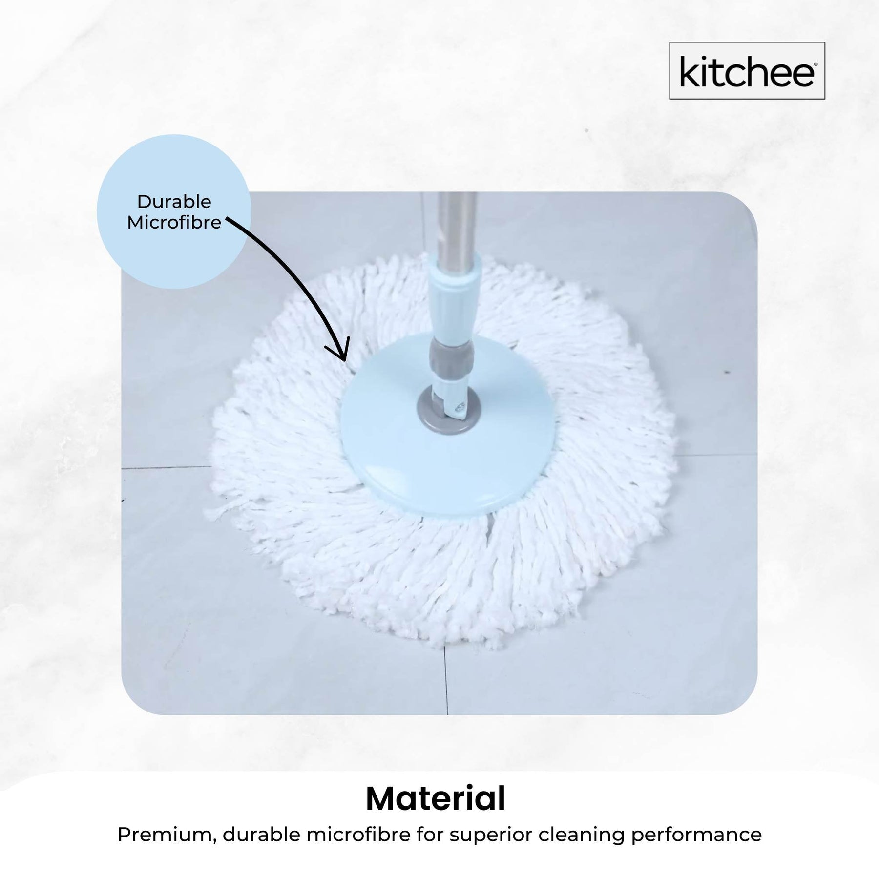 Kitchee Spin Mop & Bucket Set with Microfibre Pad - 10L