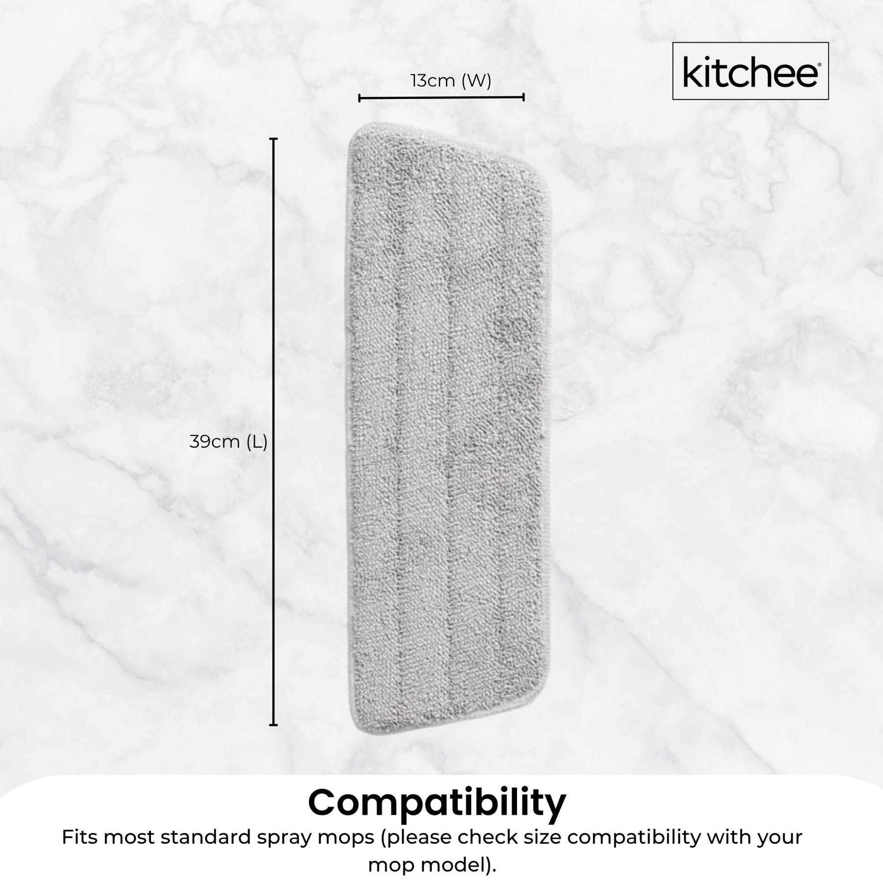 Kitchee Replacement Microfibre Mop Pad for Spray Floor Mop - 39 x 13cm