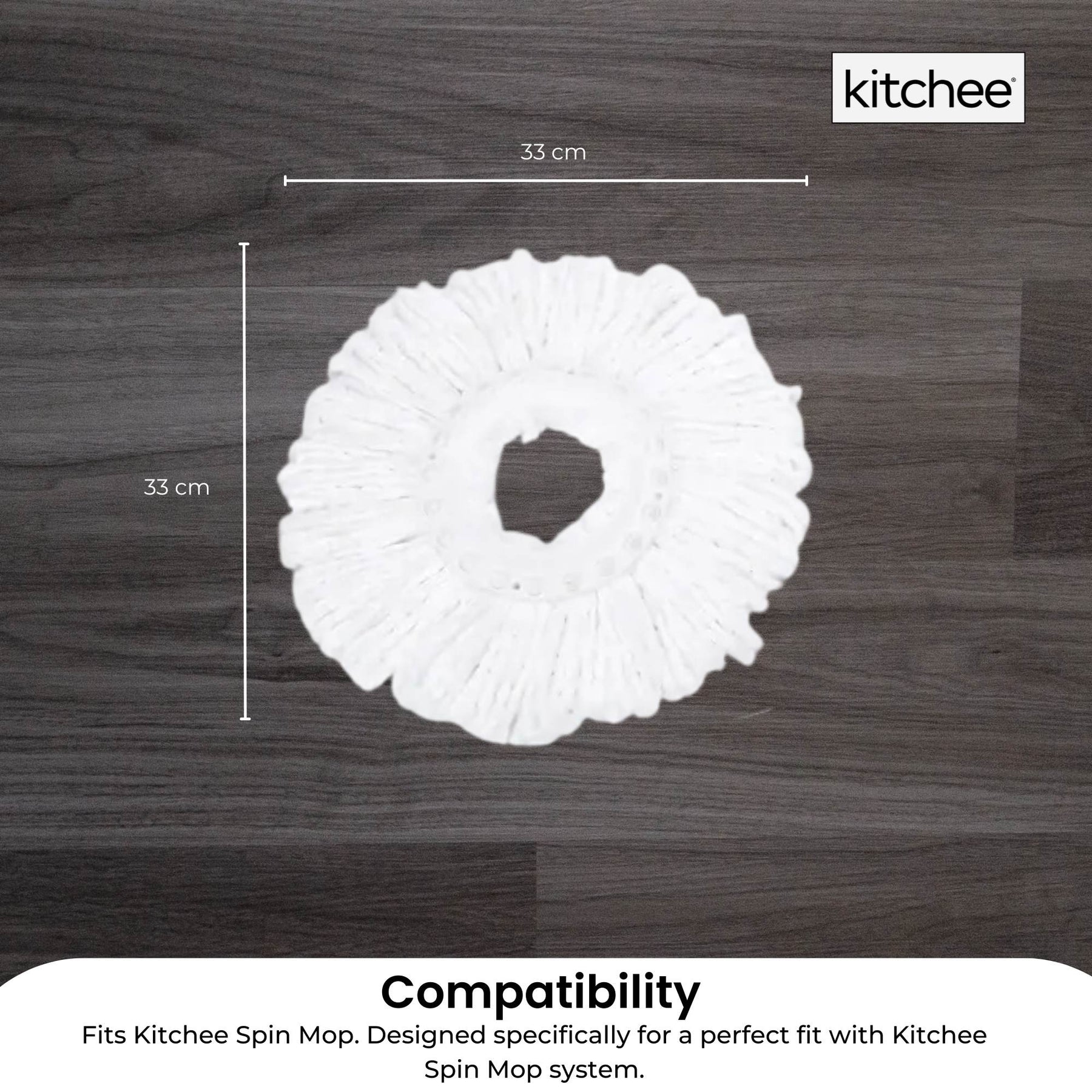 Kitchee Spin Mop Replacement Mop Head 4 Pack, 33x33 cm, Machine Washable - SuperSaverAU - view 2