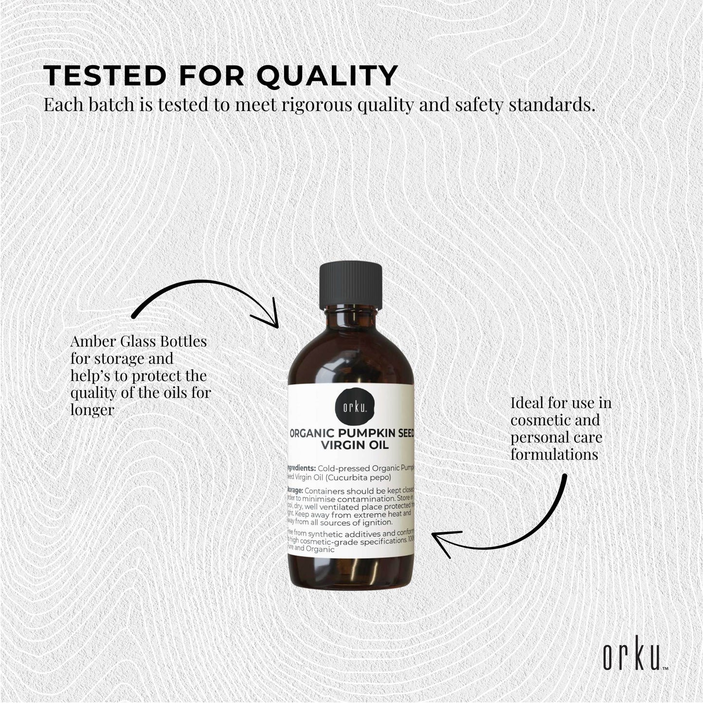 Orku Organic Pumpkin Seed Oil 100ml - Virgin Cold Pressed, Cosmetic Grade