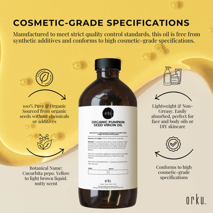 Orku 1L Organic Pumpkin Seed Oil – Virgin Cold Pressed Unrefined Cosmetic Gr.