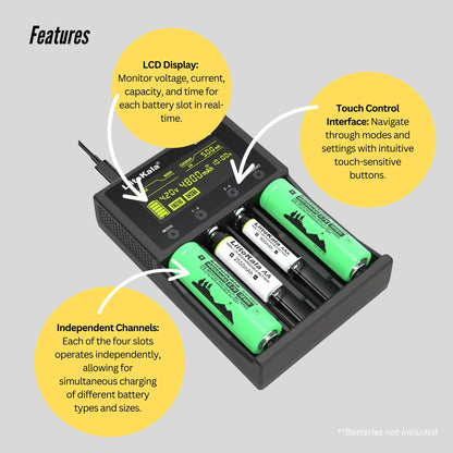 LiitoKala Lii-M4S Battery Charger LCD 4-Slot USB Li-ion NiMH Test Discharge Mode