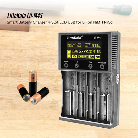 LiitoKala Lii-M4S Battery Charger LCD 4-Slot USB Li-ion NiMH Test Discharge Mode - SuperSaverAU - view 2