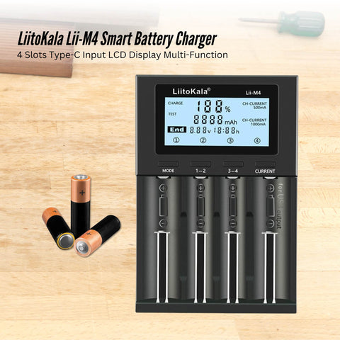 LiitoKala Lii-M4 Smart Battery Charger LCD - 4-Slot USB for 18650 AA AAA Li-ion - SuperSaverAU - view 2