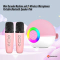 Mini Karaoke Machine and 2x Wireless Microphones Portable Bluetooth Speaker Pink - SuperSaverAU - view 2